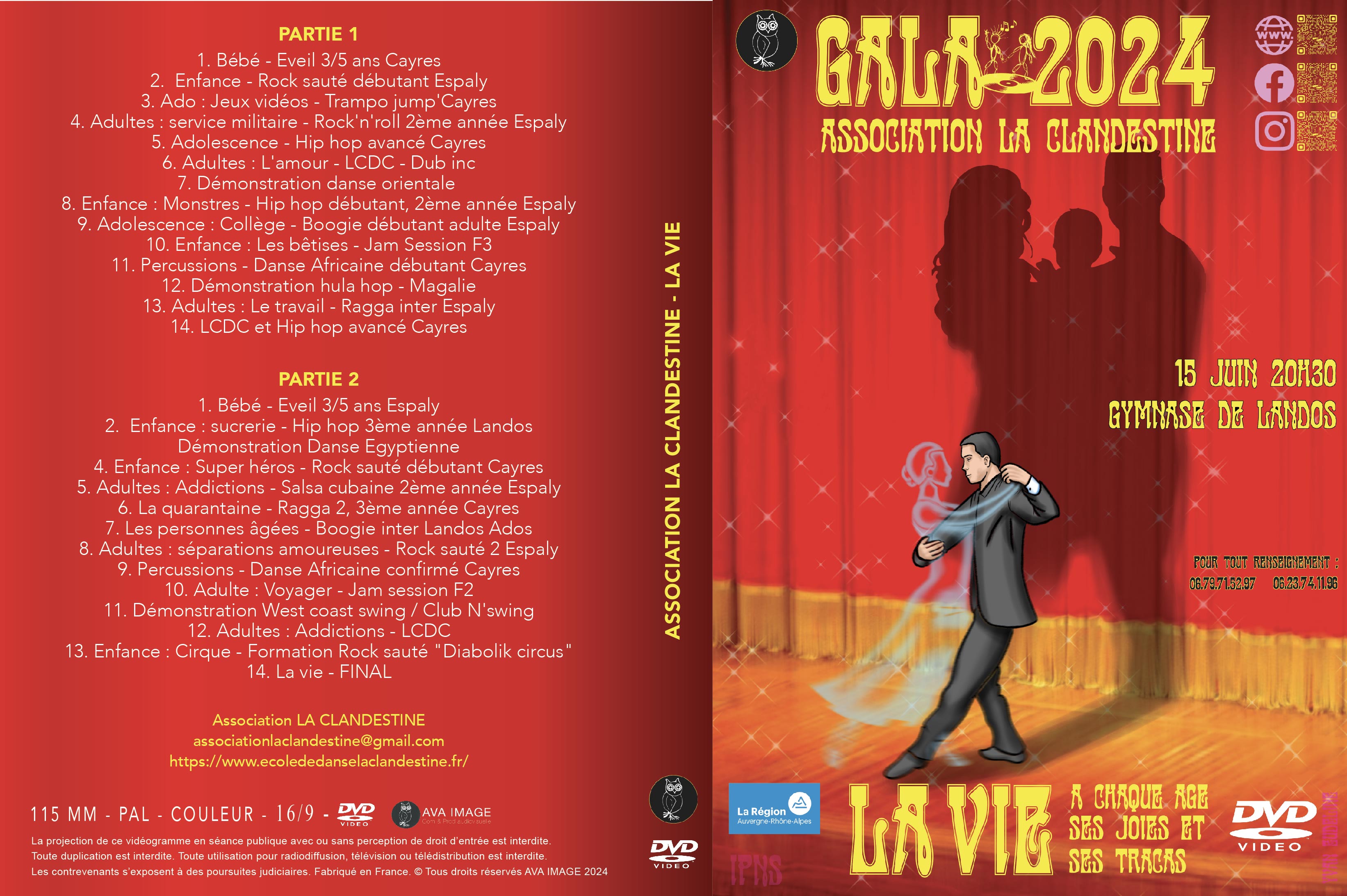 Jaquette DVD La Clandestine 2024 – captation du spectacle de danse