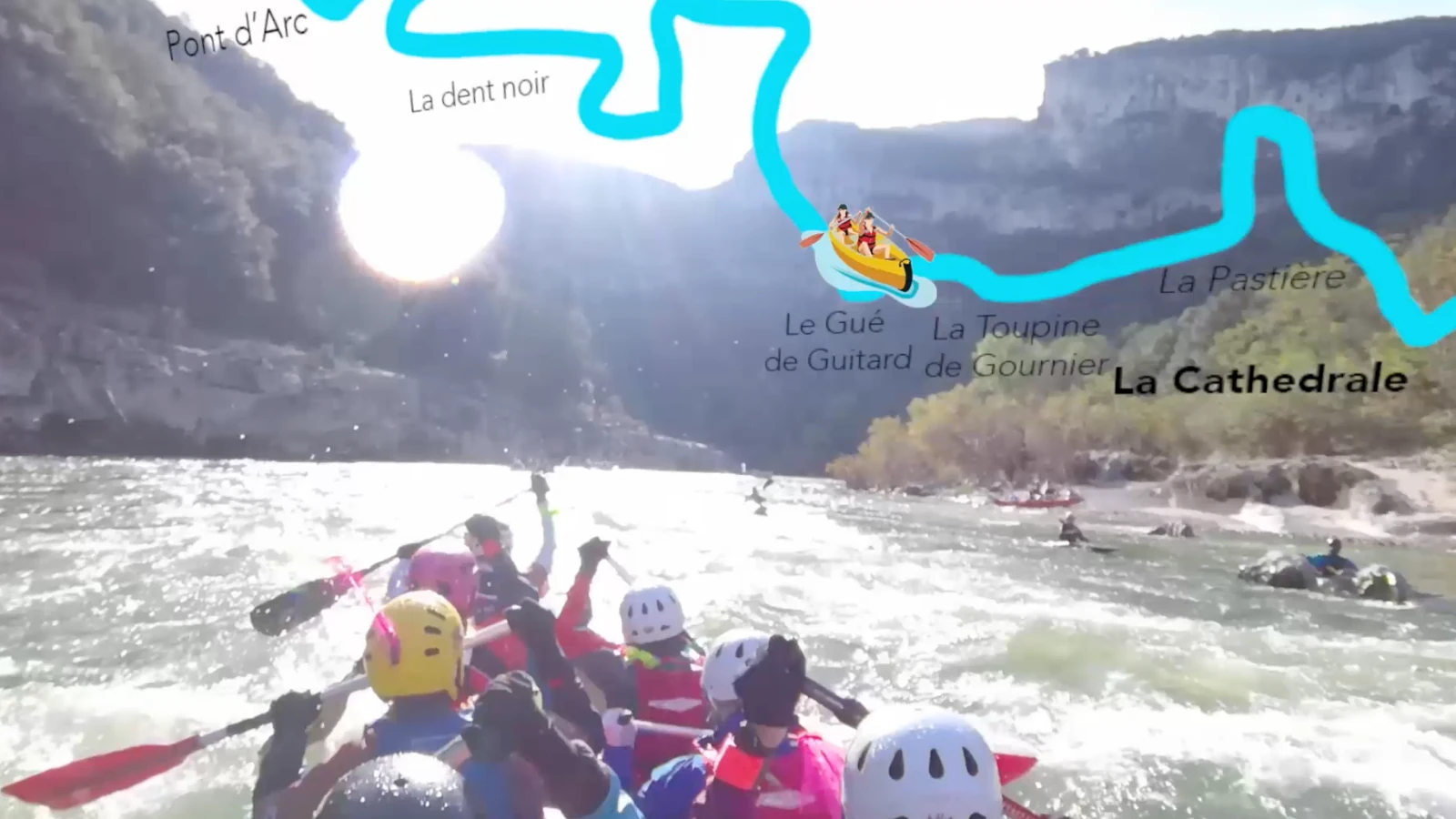 Caméra embarquée 360° au Marathon des Gorges de l’Ardèche près du Pont d’Arc et de Vallon-Pont-d’Arc